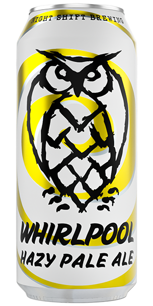 Whirlpool Night Shift can with owl and yellow swirls in the background