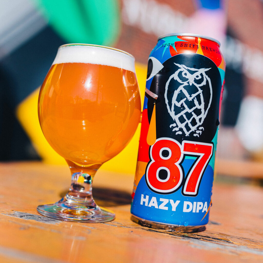 pour and can of 87 hazy dipa